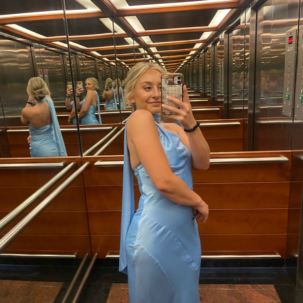 Hello Molly Light Blue Backless Dress